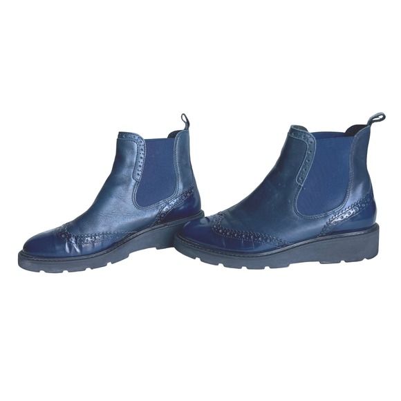 Dune London Navy Blue Leather Brogue Chelsea Boots size 36 - Picture 4 of 8